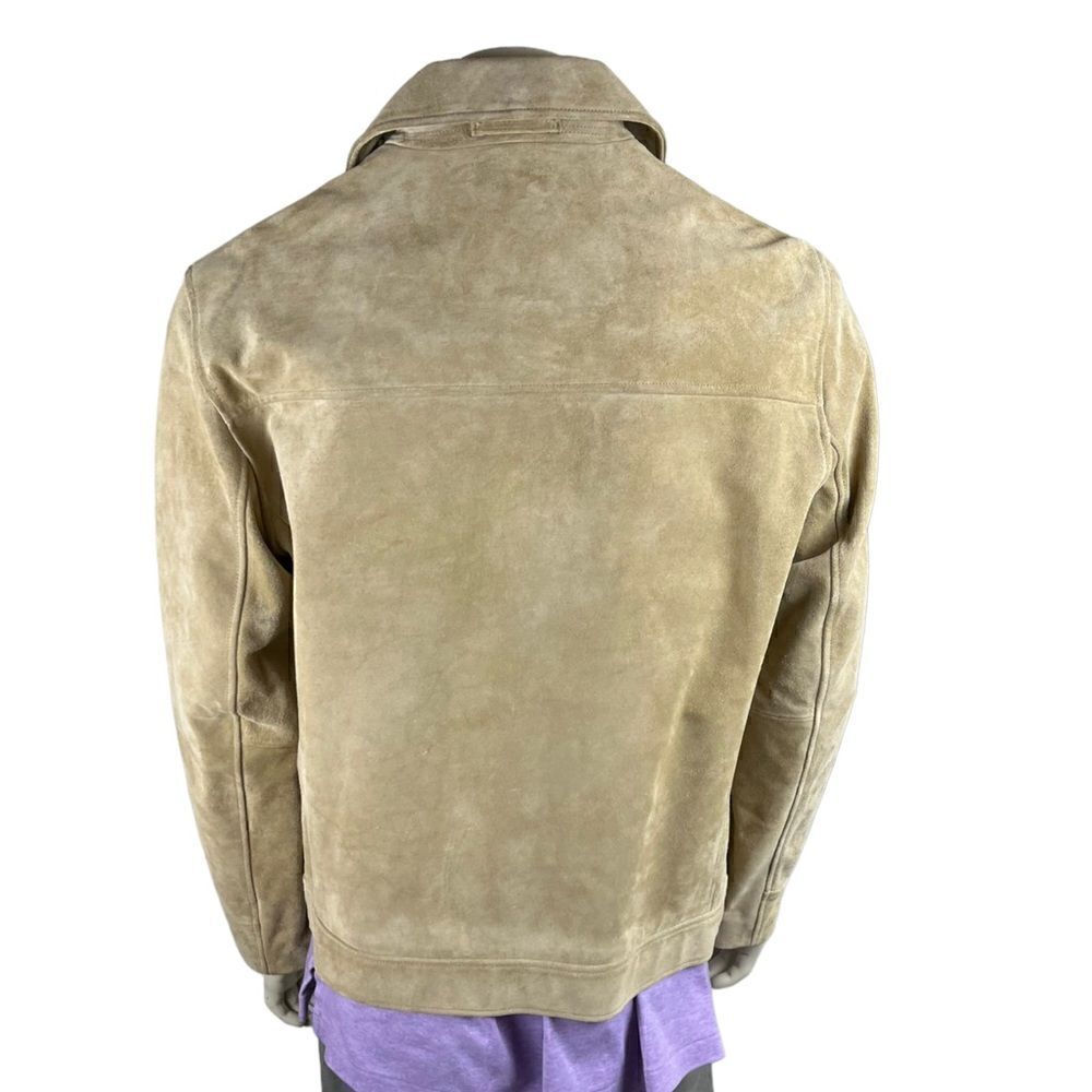 Men's Banana Republic Camel Suede Front Zip Jacket New With Tags Size Large - Picture 2 of 13